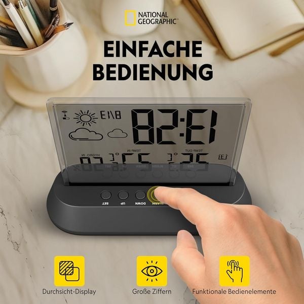 Produktbild: Bresser 13872 - NATIONAL GEOGRAPHIC Funkwetterstation Transparent, drahtlos
