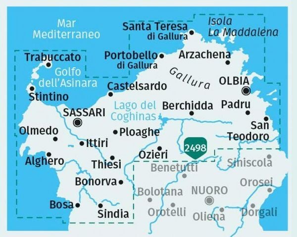 Produktbild: KOMPASS Wanderkarten-Set 2497 Sardinien Nord / Sardegna Nord (4 Karten) 1:50.000
