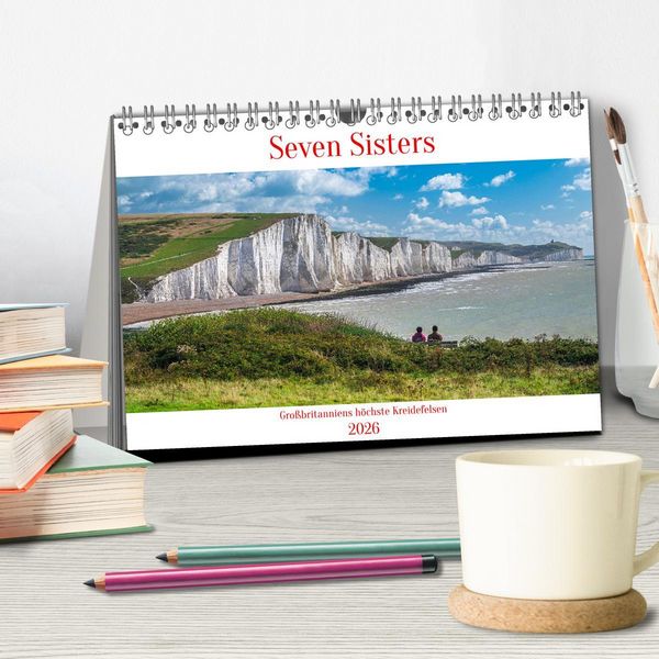 Produktbild: Seven Sisters - Gro&szlig;britanniens h&ouml;chste Kreidefelsen (Tischkalender 2026 DIN A5 quer), CALVENDO Monatskalender