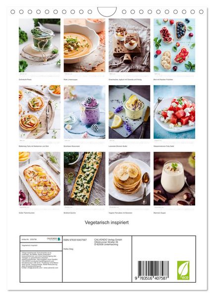 Produktbild: Vegetarisch inspiriert (Wandkalender 2026 DIN A4 hoch), CALVENDO Monatskalender