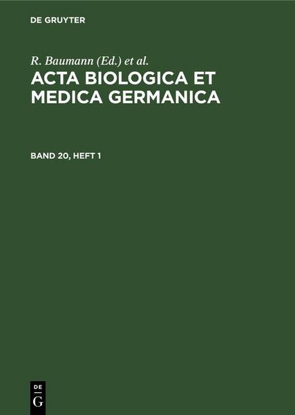 Produktbild: Acta Biologica et Medica Germanica. Band 20, Heft 1