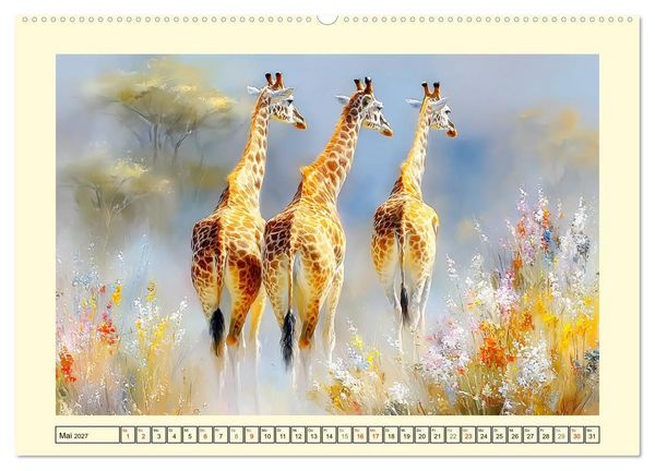 Produktbild: Giraffen. Anmut in weiter Landschaft (Wandkalender 2027 DIN A2 quer), CALVENDO Monatskalender