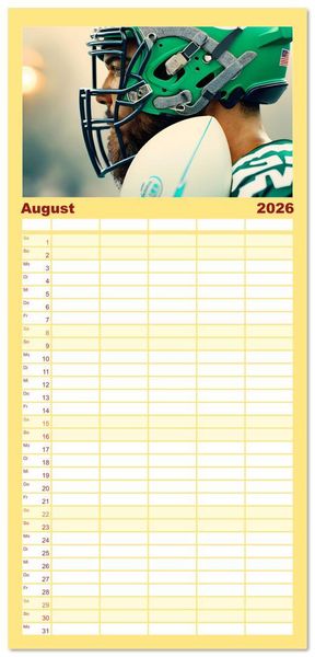 Produktbild: Familienplaner 2026 - American Football - im Team zum Sieg mit 5 Spalten (Wandkalender, 21 x 45 cm) CALVENDO