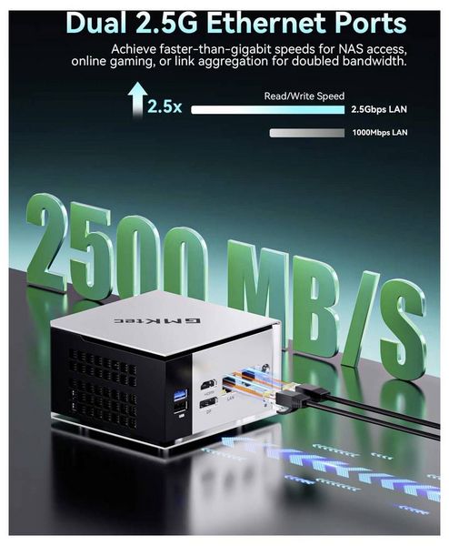 Produktbild: GMKtec Mini PC G3S-2 Intel&reg; Processor N95 16+512GB Intel&reg; Processor N95 3.4GHz 16GB RAM 512GB SSD Intel UHD Graphics Win 11 Pro G