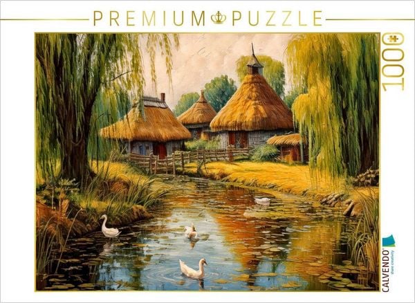 CALVENDO Puzzle Pusztadorf in der Ebene | 1000 Teile Lege-Größe 64x48cm Foto-Puzzle für glückliche Stunden