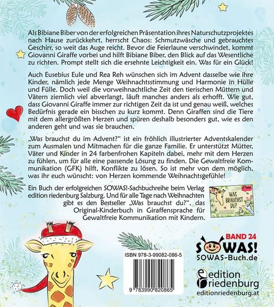 Produktbild: Was brauchst du im Advent? Der Familien-Adventskalender in Giraffensprache f&uuml;r Gewaltfreie Kommunikation mit Kindern und Eltern