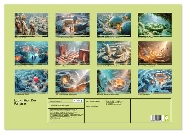 Produktbild: Labyrinthe - Der Fantasie (Wandkalender 2026 DIN A2 quer), CALVENDO Monatskalender