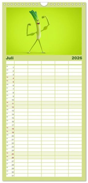 Produktbild: Familienplaner 2026 - Vegane Power - Kalender f&uuml;r Veganer, Vegetarier und alle Pflanzenfans mit 5 Spalten (Wandkalender, 21 x 45 cm) CALVENDO