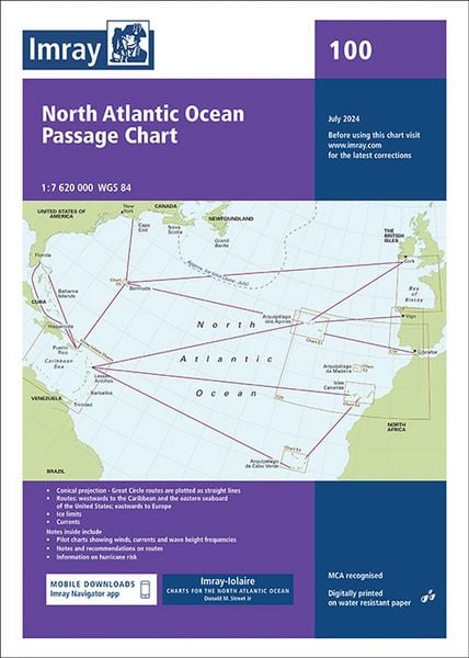Produktbild: Chart 100 North Atlantic Ocean, Imray Passage Chart