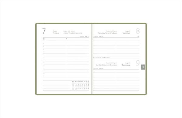 Produktbild: Taschenkalender 1T/1S olive Blauer Engel 2027