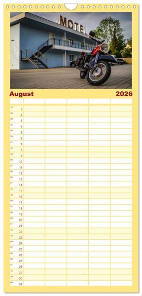 Produktbild: Familienplaner 2026 - Meine MZ ES 250/2 unterwegs in Chemnitz mit 5 Spalten (Wandkalender, 21 x 45 cm) CALVENDO