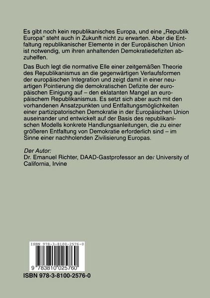 Produktbild: Das republikanische Europa