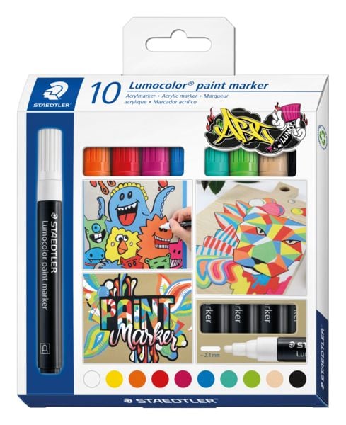 Produktbild: STAEDTLER Mars Lumocolor Schreib- und Zeichbedarf Lumocolor paint marker Acryl-Marker m. Rundspitze, 10er Set