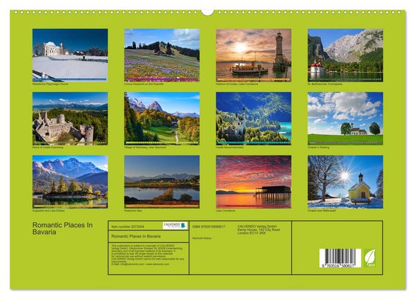 Produktbild: Romantic Places In Bavaria (High Quality Premium Wall Calendar 2026 DIN A2 landscape),CALVENDO 12 Month Wall Calendar