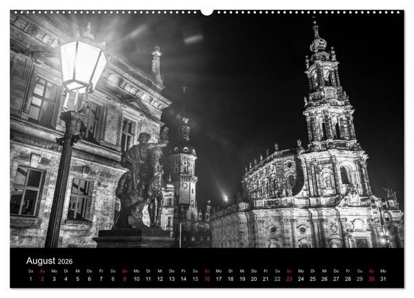 Produktbild: Dresden - Elbflorenz bei Nacht (hochwertiger Premium Wandkalender 2026 DIN A2 quer), Kunstdruck in Hochglanz