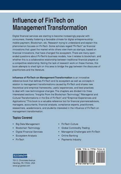 Produktbild: Influence of FinTech on Management Transformation, 1 volume