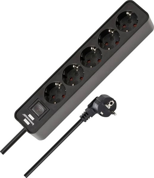 Brennenstuhl 1153250000 Steckdosenleiste mit Schalter 5fach Schwarz Schutzkontakt 1St.