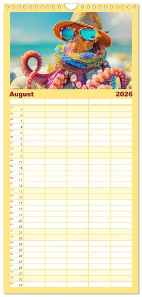 Produktbild: Familienplaner 2026 - Tintenfisch Fashion. Coole Models zeigen die Trends mit 5 Spalten (Wandkalender, 21 x 45 cm) CALVENDO