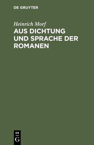 Produktbild: Aus Dichtung und Sprache der Romanen