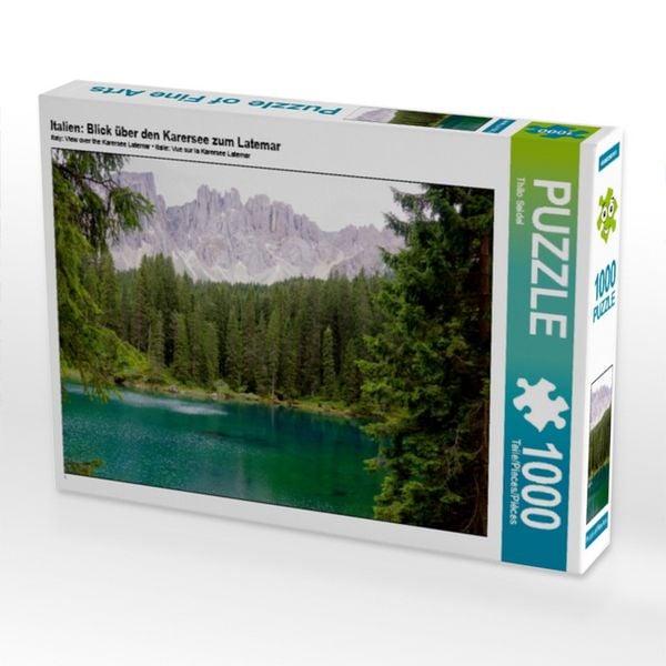 CALVENDO Puzzle Italien: Blick über den Karersee zum Latemar | 1000 Teile Lege-Größe 64x48cm Foto-Puzzle für glückliche Stunden