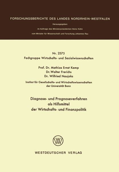 Produktbild: Diagnose- und Prognoseverfahren als Hilfsmittel der Wirtschafts- und Finanzpolitik