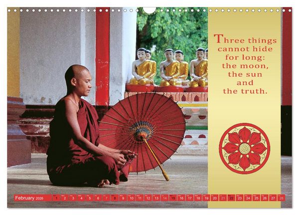 Produktbild: BUDDHIST WISDOMS - THE RED UMBRELLA (Wall Calendar 2026 DIN A3 landscape), CALVENDO 12 Month Wall Calendar
