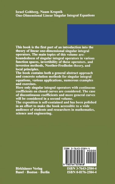 Produktbild: One-Dimensional Linear Singular Integral Equations