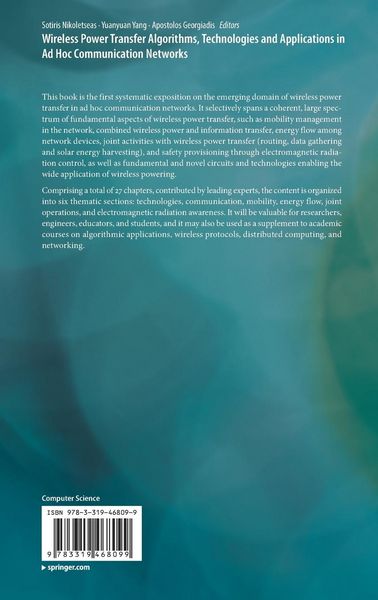 Produktbild: Wireless Power Transfer Algorithms, Technologies and Applications in Ad Hoc Communication Networks