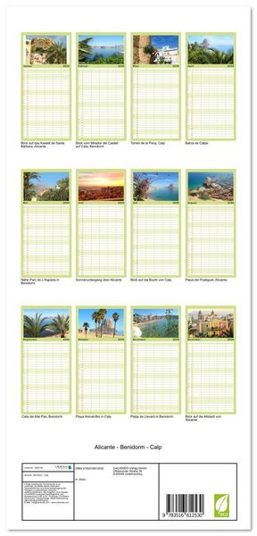Produktbild: Familienplaner 2026 - Alicante - Benidorm - Calp mit 5 Spalten (Wandkalender, 21 x 45 cm) CALVENDO