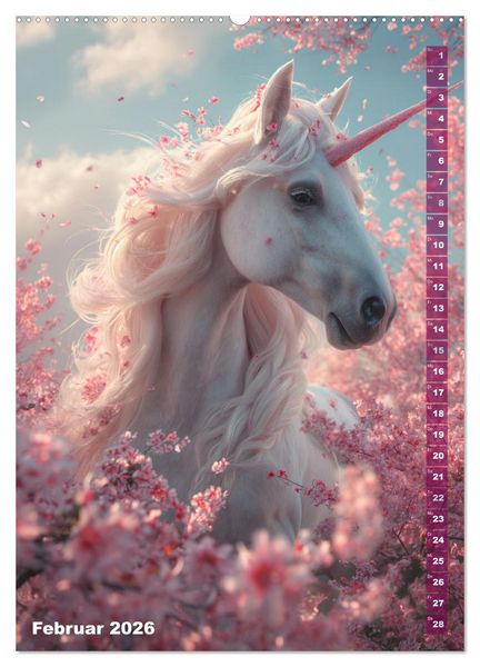 Produktbild: M&auml;rchenhafte Einhornreise - Ein Jahr voller Magie (hochwertiger Premium Wandkalender 2026 DIN A2 hoch), Kunstdruck in Hochglanz