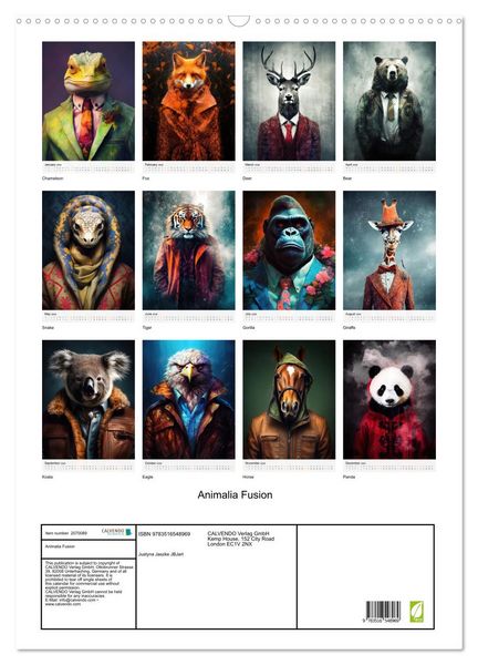 Produktbild: Animalia Fusion (Wall Calendar 2026 DIN A2 portrait), CALVENDO 12 Month Wall Calendar