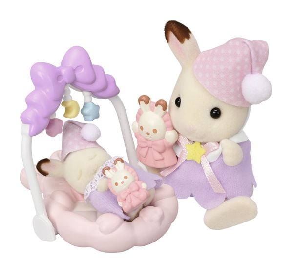 Produktbild: Sylvanian Families 5806 - Sleepy Dream Siblings, Schokoladenhasen Tr&auml;ums&uuml;&szlig; Set, Spielset