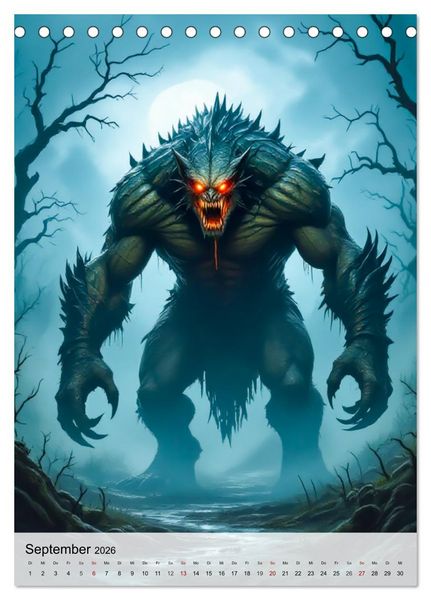 Produktbild: Monster der Literaturgeschichte (Tischkalender 2026 DIN A5 hoch), CALVENDO Monatskalender