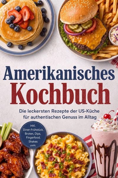 Produktbild: Amerikanisches Kochbuch: Die leckersten Rezepte der US-K&uuml;che f&uuml;r authentischen Genuss im Alltag - inkl. Diner-Fr&uuml;hst&uuml;ck, Broten, Dips, Fingerfood, Sha