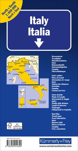 Produktbild: K&uuml;mmerly+Frey Strassenkarte Italien Nord+S&uuml;d 1:650.000
