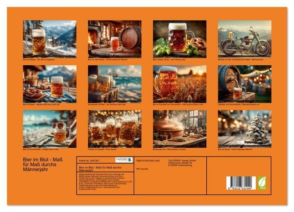 Produktbild: Bier im Blut - Ma&szlig; f&uuml;r Ma&szlig; durchs M&auml;nnerjahr (Wandkalender 2026 DIN A3 quer), CALVENDO Monatskalender