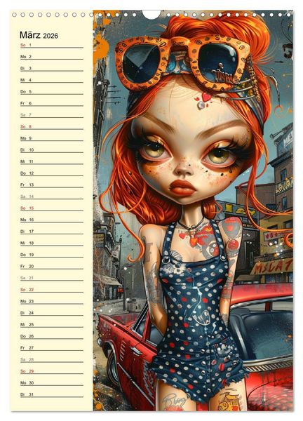Produktbild: Rockabilly. Strange Comic-Kunst Girls im 50er-Jahre Stil (Wandkalender 2026 DIN A3 hoch), CALVENDO Monatskalender