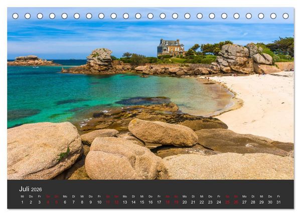 Produktbild: C&ocirc;te de Granit Rose - Ein K&uuml;stenbereich in der Bretagne (Tischkalender 2026 DIN A5 quer), CALVENDO Monatskalender