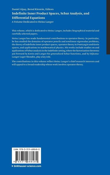 Produktbild: Indefinite Inner Product Spaces, Schur Analysis, and Differential Equations