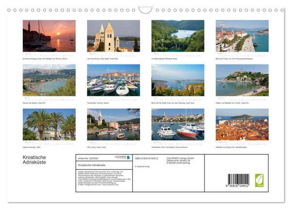 Produktbild: Kroatische Adriak&uuml;ste (Wandkalender 2026 DIN A3 quer), CALVENDO Monatskalender