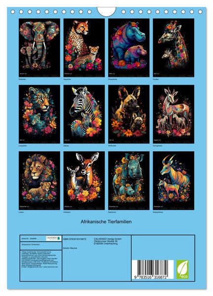 Produktbild: Afrikanische Tierfamilien (Wandkalender 2026 DIN A4 hoch), CALVENDO Monatskalender