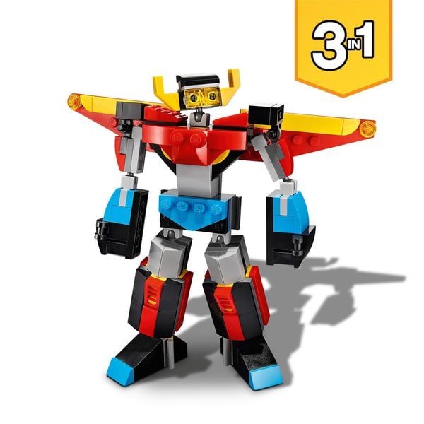 LEGO Creator 31124 3-in-1 Super-Mech Roboter, Drache Figur, Flugzeug