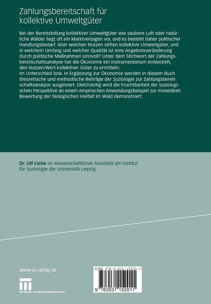 Produktbild: Zahlungsbereitschaft f&uuml;r kollektive Umweltg&uuml;ter