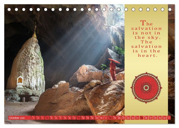 Produktbild: BUDDHIST WISDOMS - THE RED UMBRELLA (Desk Calendar 2026 DIN A5 landscape), CALVENDO 12 Month DeskCalendar
