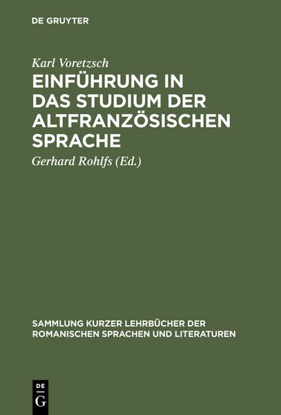 Produktbild: Einf&uuml;hrung in das Studium der altfranz&ouml;sischen Sprache