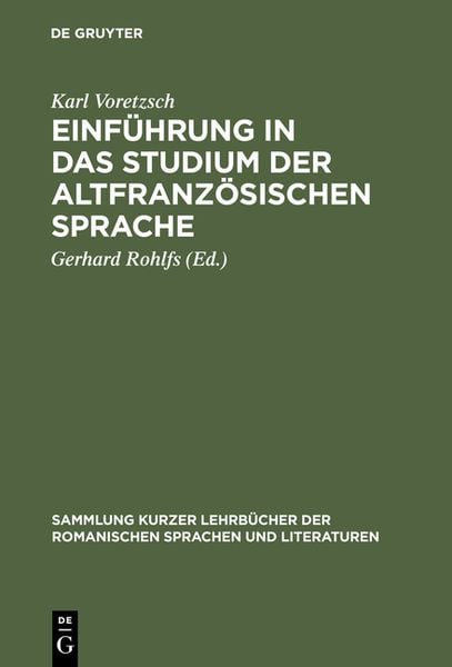 Produktbild: Einf&uuml;hrung in das Studium der altfranz&ouml;sischen Sprache
