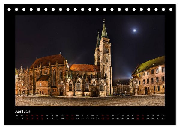Produktbild: N&uuml;rnberg - Die Altstadt bei Nacht (Tischkalender 2026 DIN A5 quer), CALVENDO Monatskalender