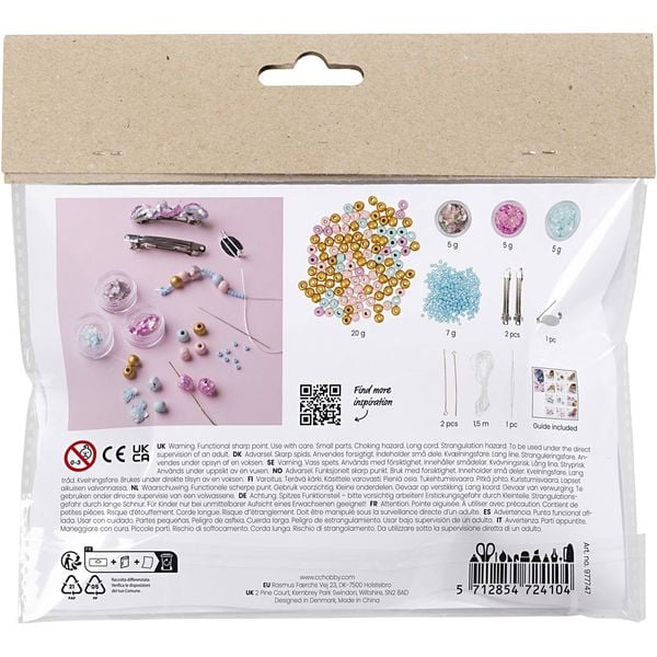Produktbild: Creativ Company Mini Kreativ Set Schmuck, Halskette, Armband, Clips, Brosche, Blau, Hellblau, Pastellpink