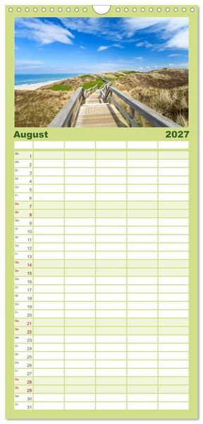 Produktbild: Familienplaner 2027 - SYLT hinter den D&uuml;nen mit 5 Spalten (Wandkalender, 21 x 45 cm) CALVENDO