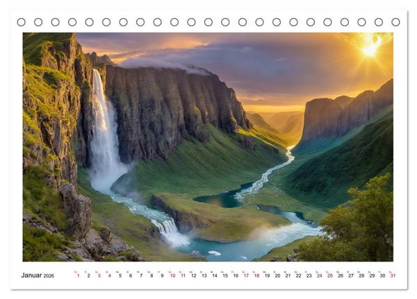 Produktbild: KI Landschaften (Tischkalender 2026 DIN A5 quer), CALVENDO Monatskalender